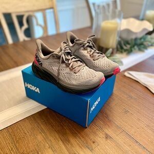 Hoka Athletic Shoes in Gray and Pink